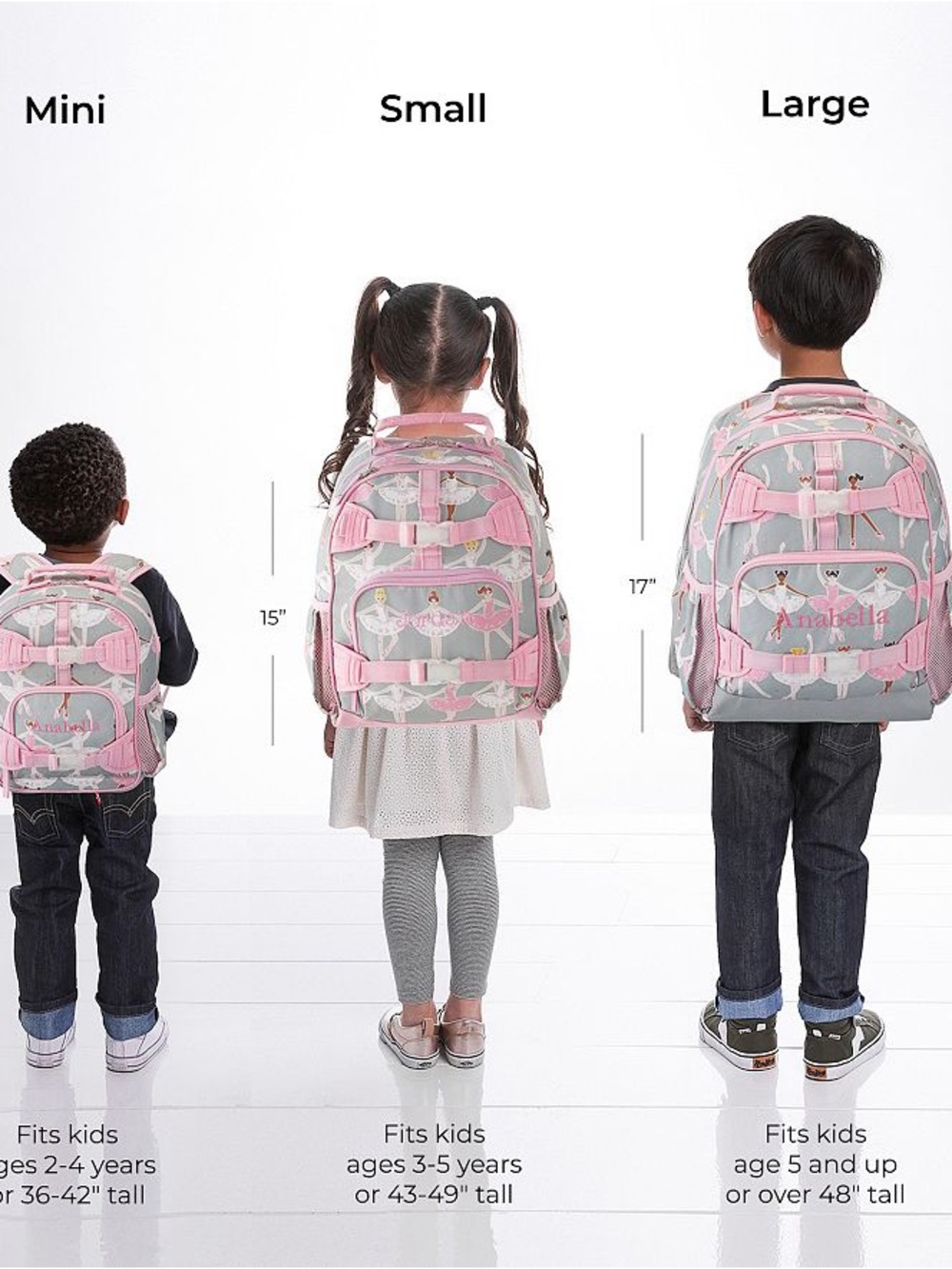 Pottery Barn Kids Pink and Gray Ballerina Backpack in small